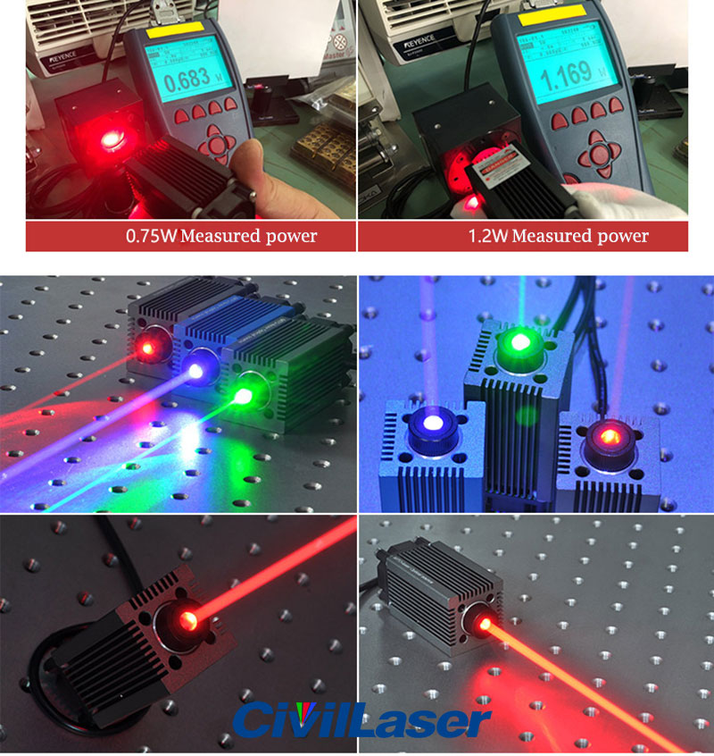 638nm 750mw 1.2W Rojo Alto Voltaje laser