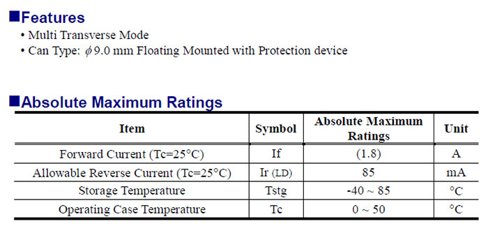 Nichia 520nm 1W Diodo láser verde NDG7K75T Multi Transverse Mode φ9.0mm
